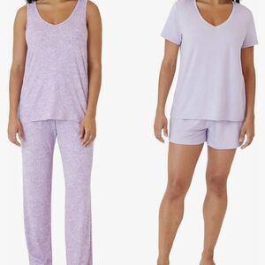 Eddie Bauer Women's 4-Piece Sleep Set, Tank, Tee, Short, Pant, orchid & lavender